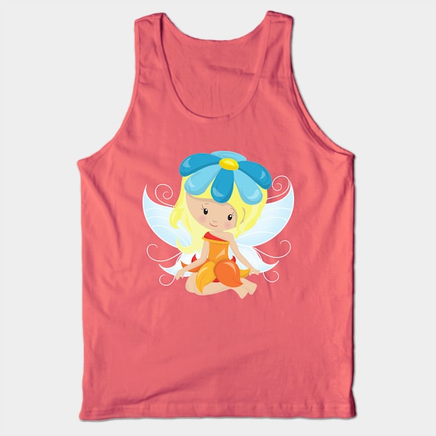 Cute Fairy, Magic Fairy, Blonde Hair, Flowers Tank Top by Jelena Dunčević